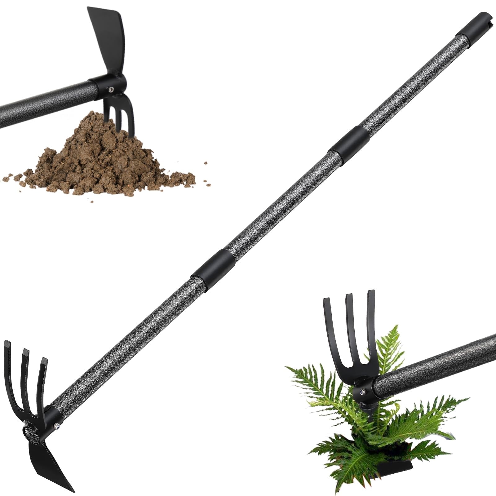 CHEASYOU Garden Hoe Tool, Adjustable Heavy Duty Dual-Head Weeding Tool for Weeding, Tilling, Lawn Yard Flower Bed Gardening Tool